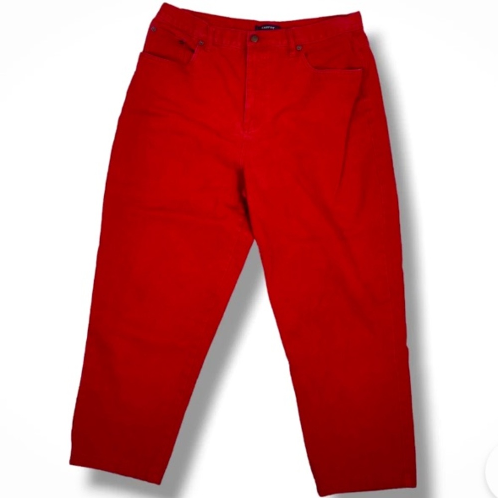 Vintage Bill Blass Easy Fit Mom Jeans Size 18 Red High Rise Straight Leg 38W